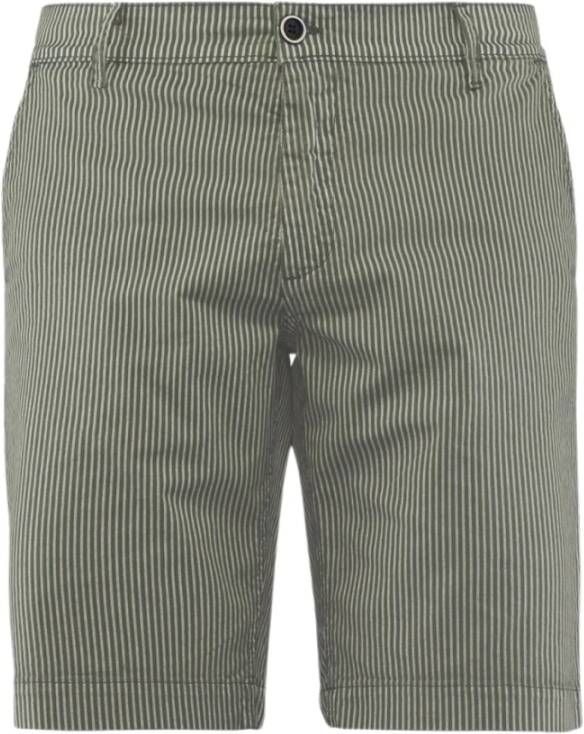 BomBoogie Pinstripe Chino Shorts in Stretch Cotton Gabardine Beige Heren