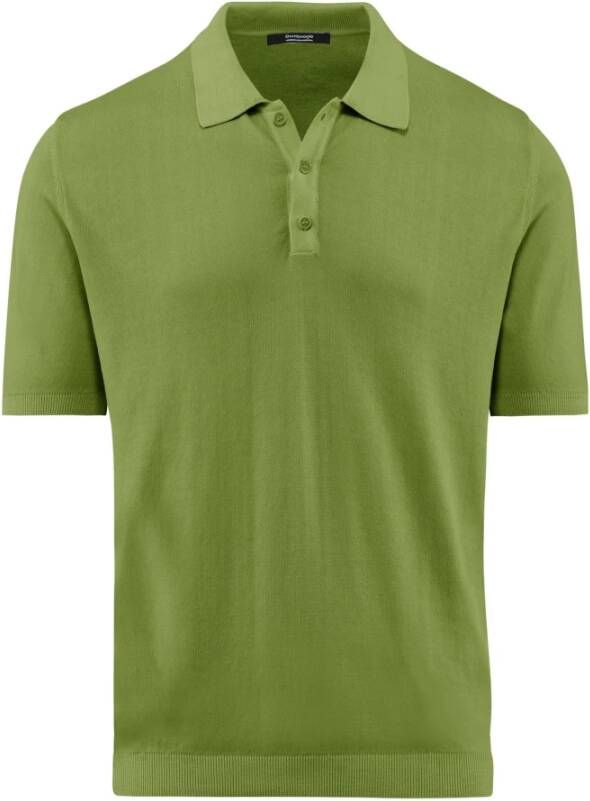 BomBoogie Katoenen Polo Shirt Stockinette Stitch Green Heren