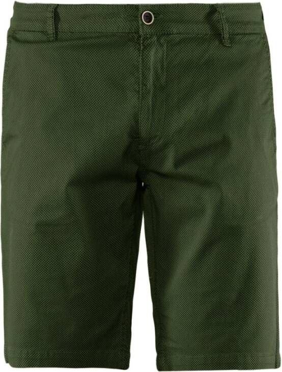BomBoogie Regular Fit Stretch Katoenen Chino Bermuda met Microprint Groen Heren