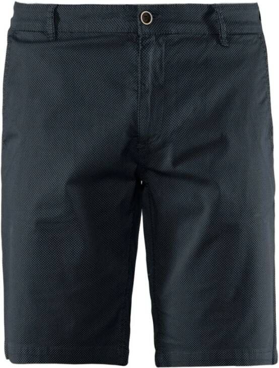 BomBoogie Regular Fit Stretch Katoenen Chino Bermuda Shorts met Microprint Blauw Heren