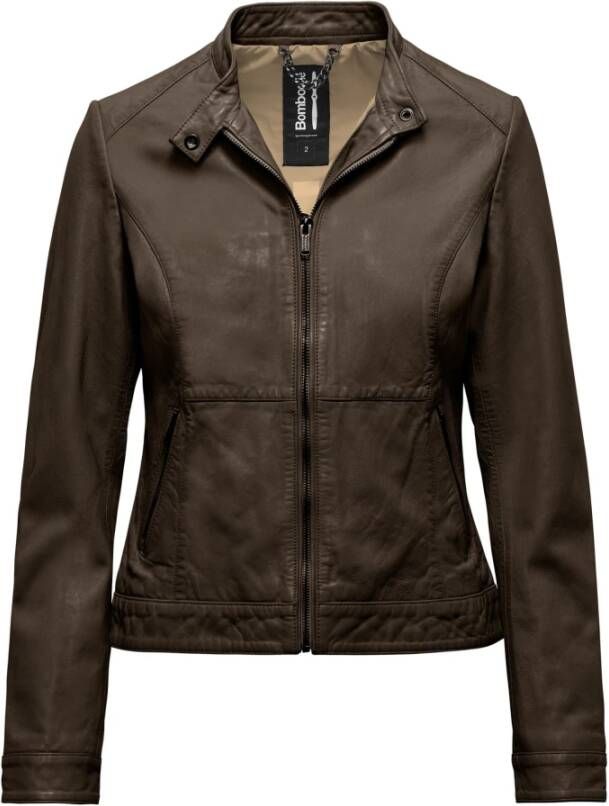 BomBoogie Remy Leren Bikerjack Bruin Dames
