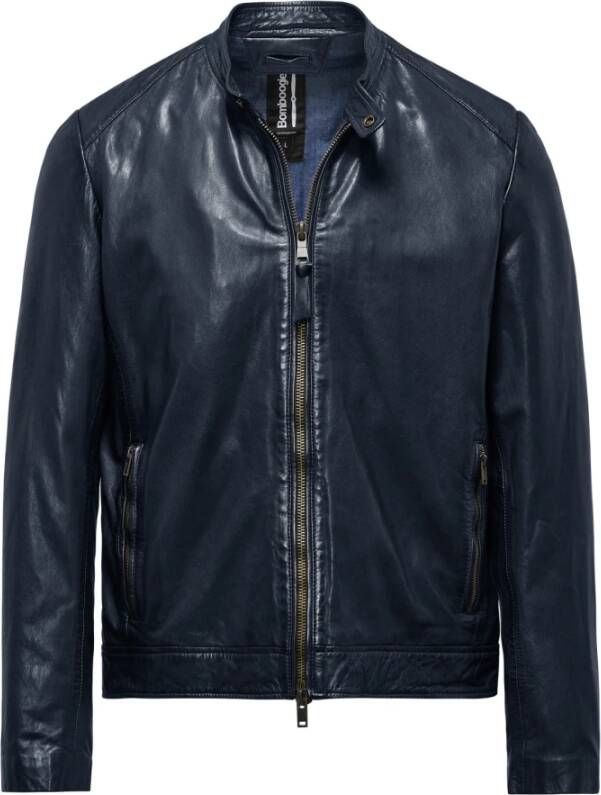 BomBoogie Roy Leather Jacket Blauw Heren