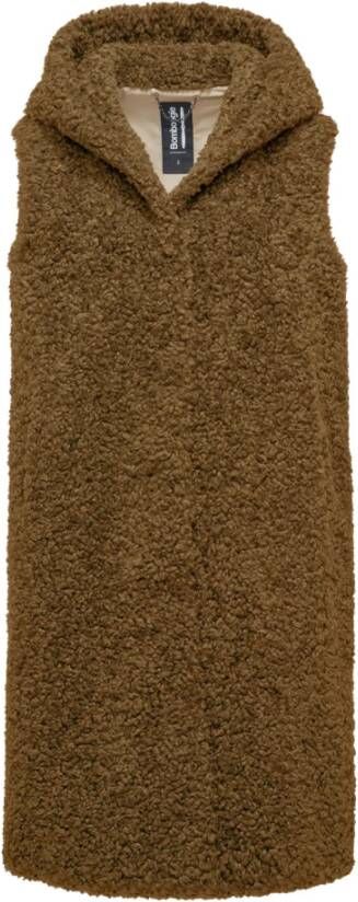 BomBoogie Sherpa Fleece Hooded Vest Bruin Dames