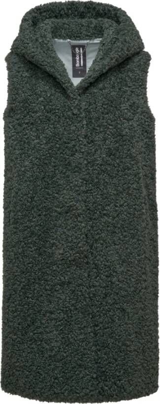 BomBoogie Sherpa Fleece Hooded Vest Groen Dames