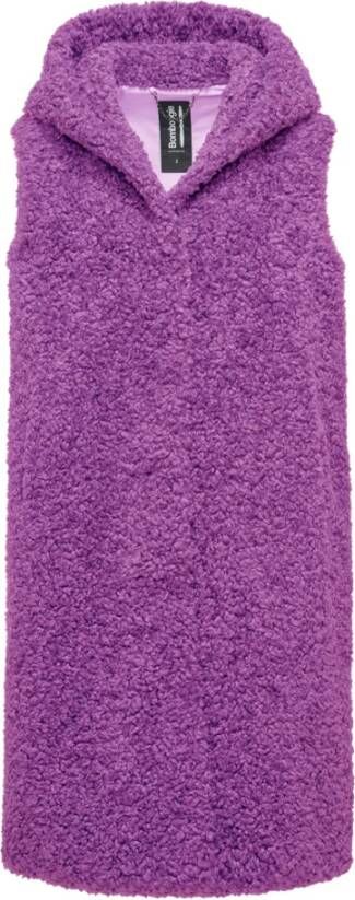 BomBoogie Sherpa Fleece Hooded Vest Purple Dames