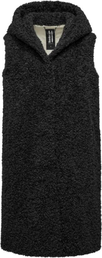 BomBoogie Sherpa Fleece Hooded Vest Zwart Dames