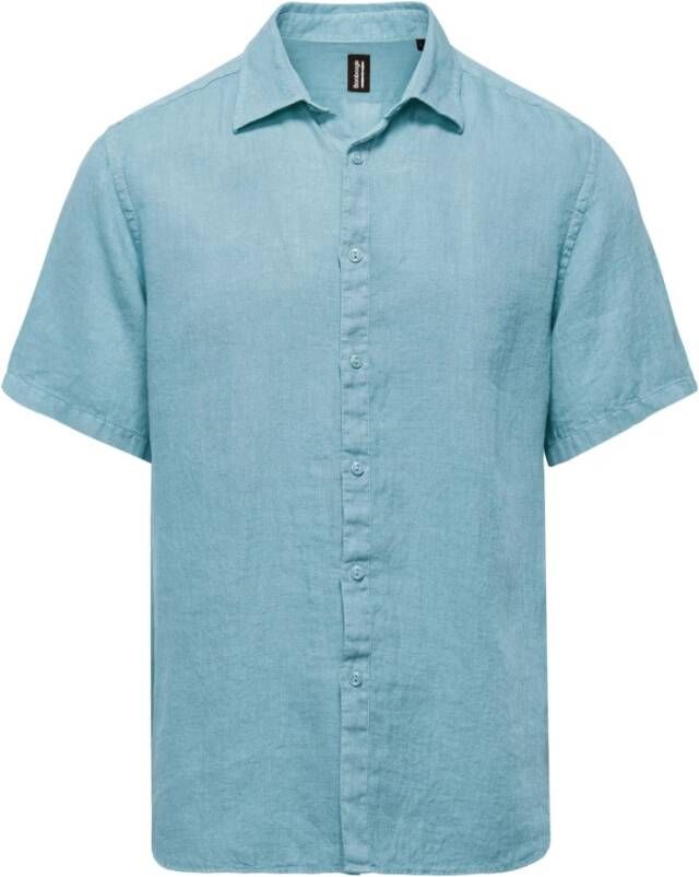 BomBoogie Linnen Overhemd met Korte Mouwen Blauw Heren