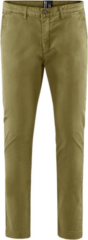 BomBoogie Slim Fit Gabardine Chino Broek Groen Heren