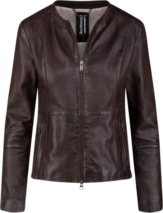 BomBoogie Slim-Fit Leren Jas Bruin Dames