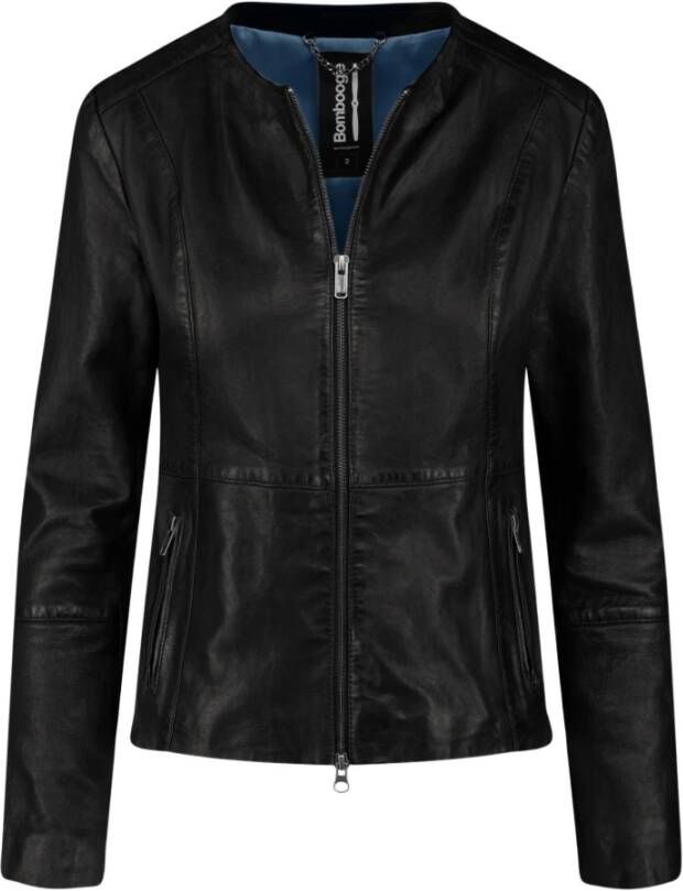 BomBoogie Slim-Fit Leren Jas Exclusief Ontwerp Zwart Dames