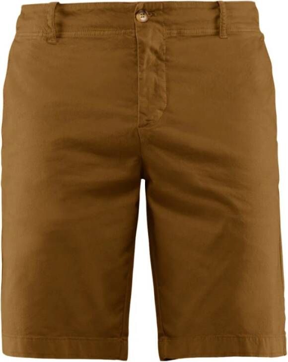 BomBoogie Slim Fit Stretch Katoenen Chino Bermuda Shorts Bruin Heren