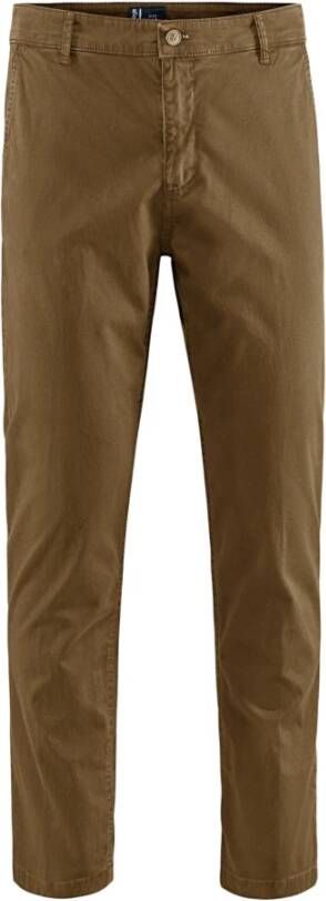 BomBoogie Slim Fit Stretch Katoenen Chino Broek Bruin Heren