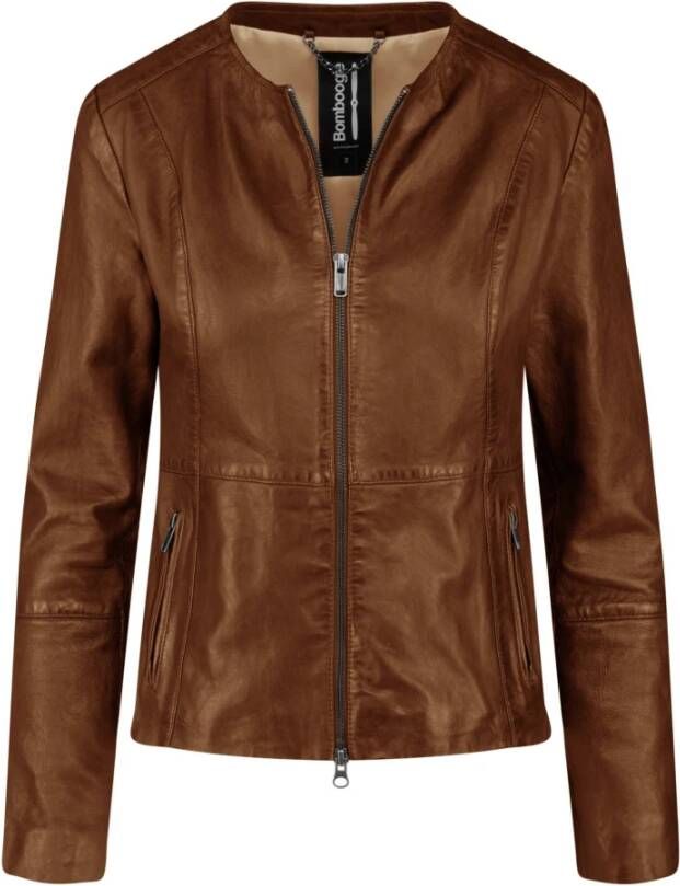 BomBoogie Slim-Fit Leren Jas Meesterwerk in Damesmode Bruin Dames