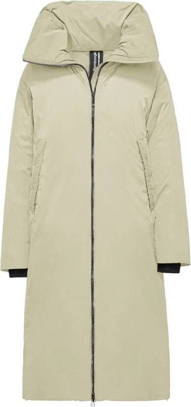 BomBoogie Stijlvolle Lange Donsjas met Overkraag Beige Dames