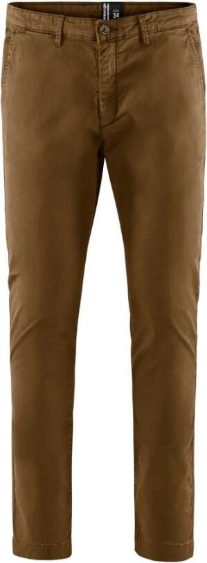 BomBoogie Slim Fit Chino Broek in Gabardine Brown Heren