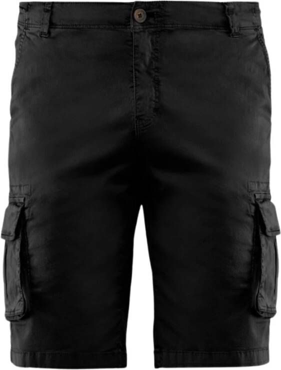 BomBoogie Cargo Bermuda Shorts in Stretch Gabardine Black Heren