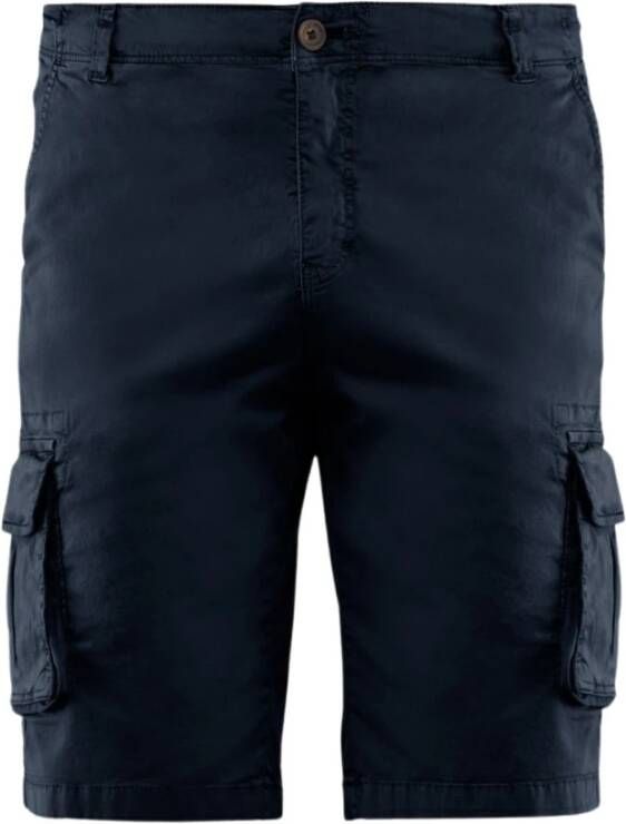 BomBoogie Cargo Shorts in Stretch Gabardine Blue Heren