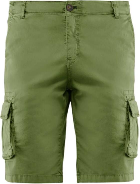 BomBoogie Cargo Shorts in Stretch Gabardine Green Heren