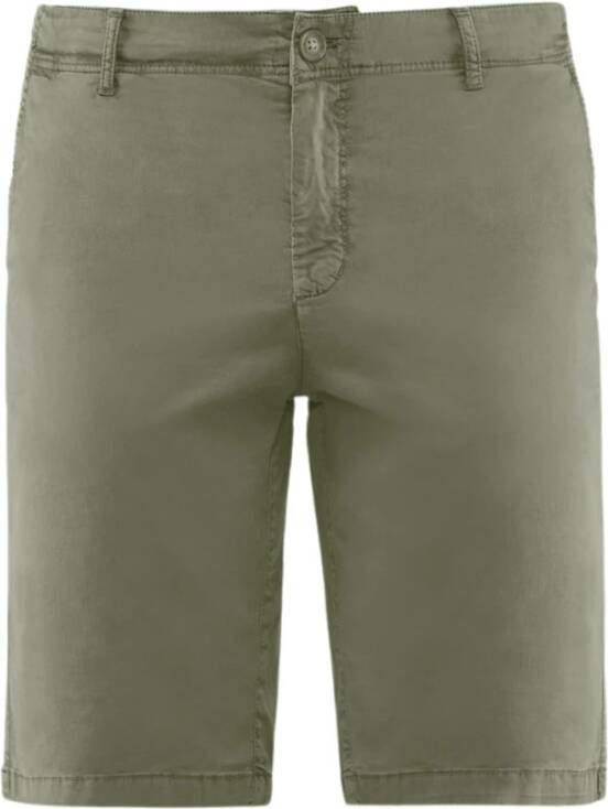 BomBoogie Stretch Katoenen Gabardine Slim Fit Chino Bermuda Shorts Beige Heren