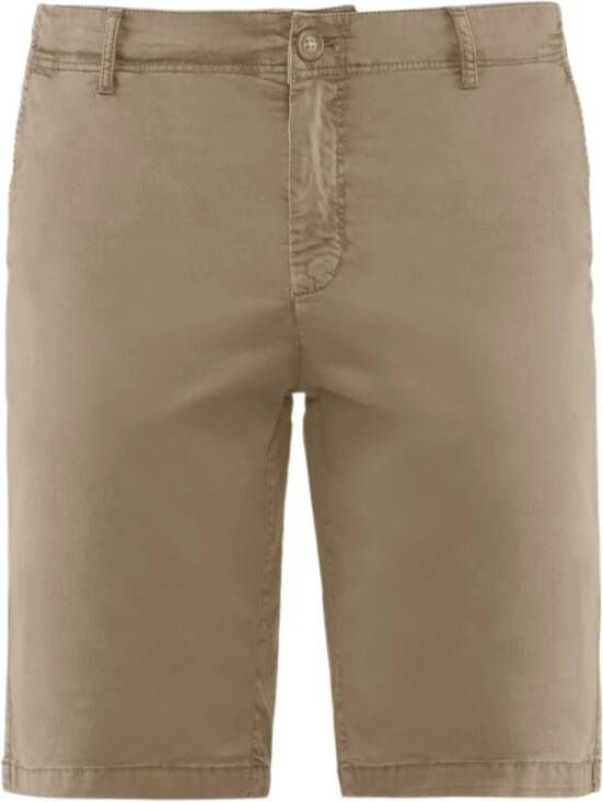 BomBoogie Stretch Katoenen Gabardine Slim Fit Chino Bermuda Shorts Beige Heren