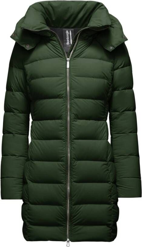 BomBoogie Stretch-Nylon Donsjas met Afneembare Capuchon Groen Dames