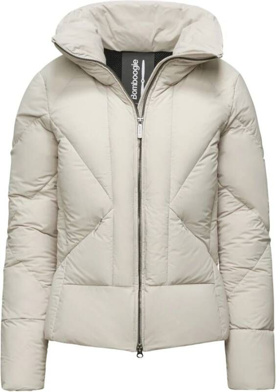 BomBoogie Stretch-Nylon Donsjas met hoge kraag Grijs Dames