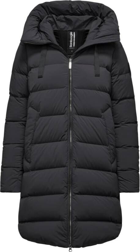 BomBoogie Stretch-Nylon Gewatteerde Jas met Capuchon Grijs Dames