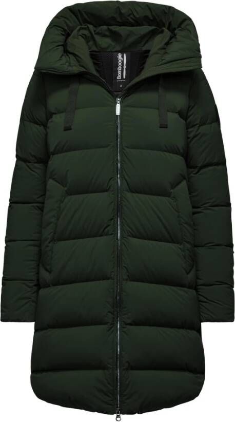 BomBoogie Stretch-Nylon Gewatteerde Jas met Capuchon Groen Dames