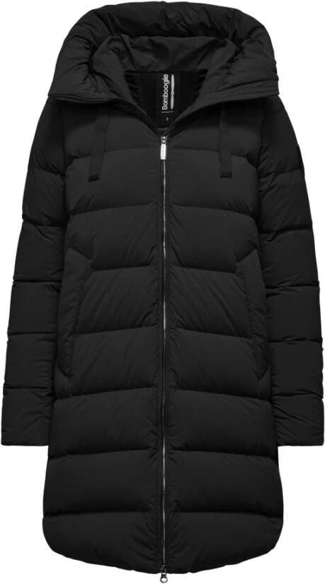 BomBoogie Stretch-Nylon Gewatteerde Jas met Capuchon Zwart Dames