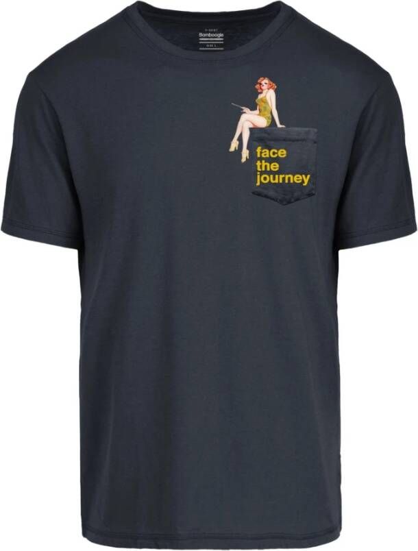BomBoogie T-shirt met Pin Up Print Zakje Blue Heren