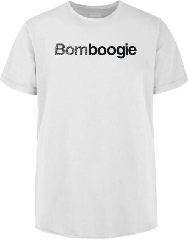 BomBoogie Heren T-shirt van katoenen jersey met ronde hals en print Black Green White Heren