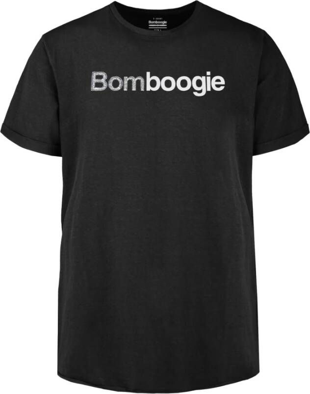 BomBoogie Heren T-shirt van katoenen jersey met ronde hals en print Black Green White Heren