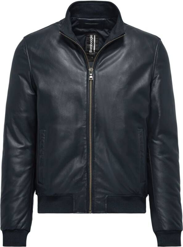 BomBoogie Tijdloze Leren Bomberjack Blauw Heren