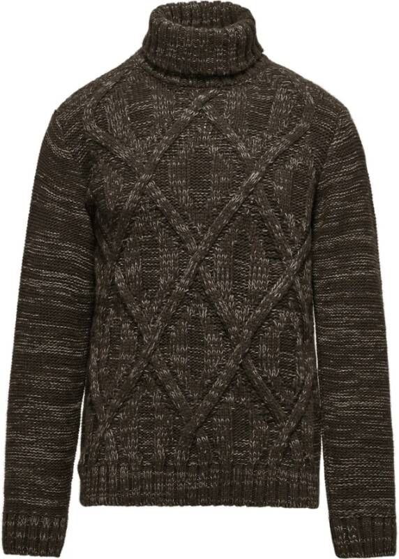 BomBoogie Turtleneck Sweater van wolmix met ruitpatroon Bruin Heren