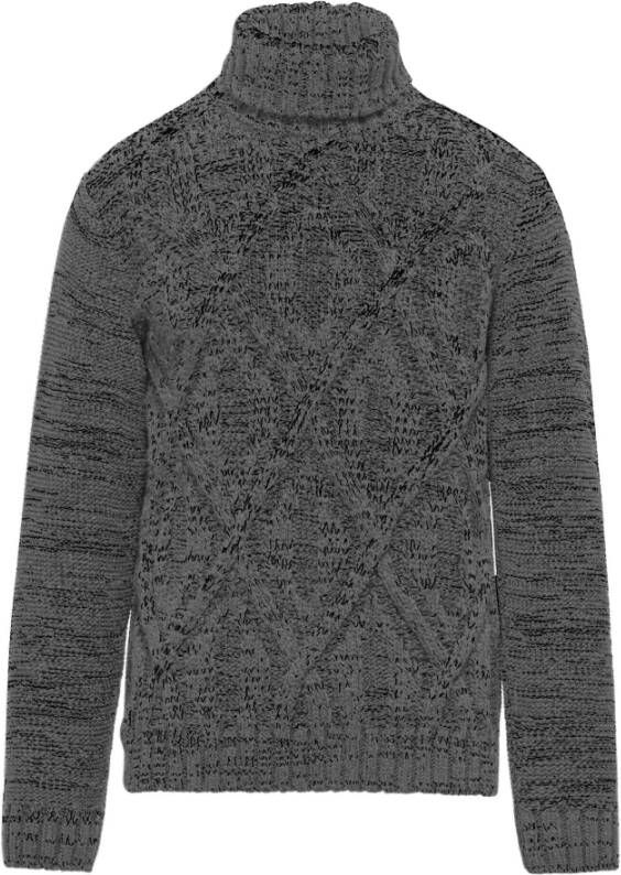 BomBoogie Turtleneck Sweater van wolmix met ruitpatroon Grijs Heren