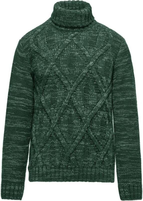BomBoogie Turtleneck Sweater van wolmix met ruitpatroon Groen Heren