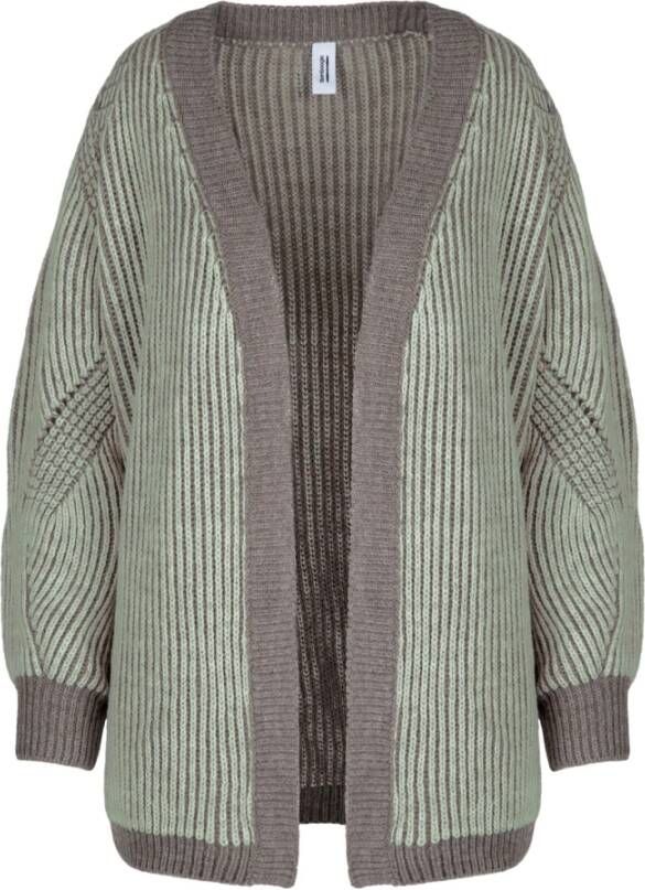 BomBoogie Tweekleurige gebreide cardigan van gemengde wol Grijs Dames
