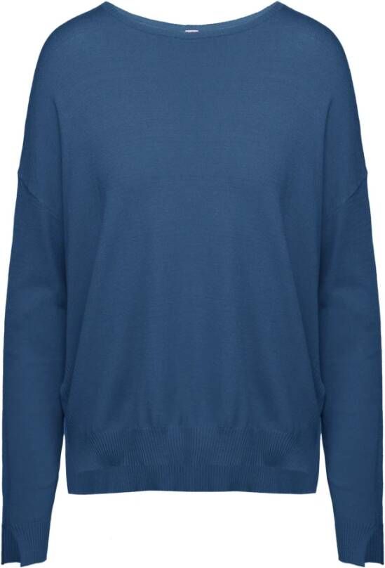BomBoogie Viscose Blend Pullover met U-Boot Halslijn Blauw Dames