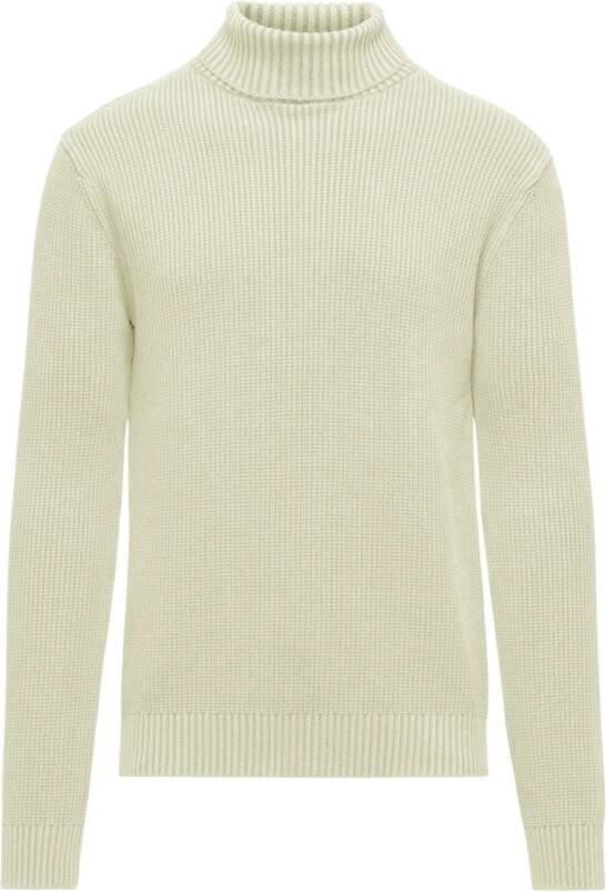 BomBoogie Warm Geribbelde Katoenen Turtleneck Beige Heren