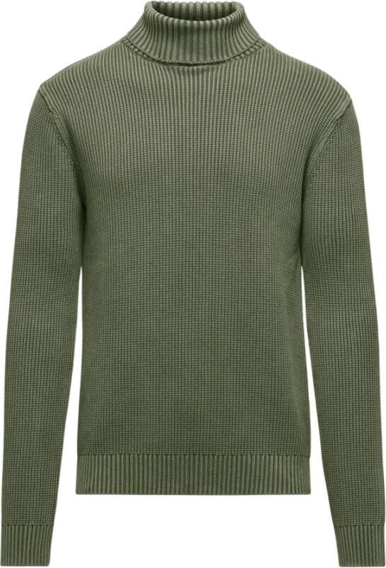 BomBoogie Warm Geribbelde Katoenen Turtleneck Groen Heren