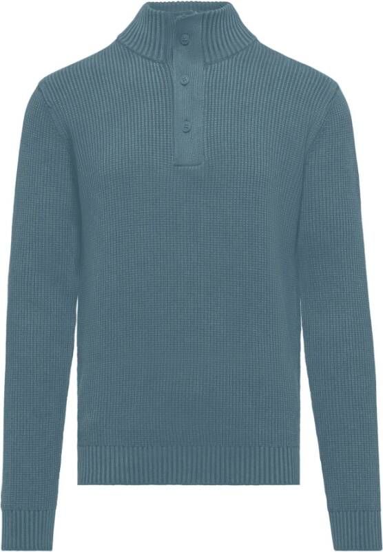 BomBoogie Warme Geribbelde Katoenen Coltrui Blue Heren