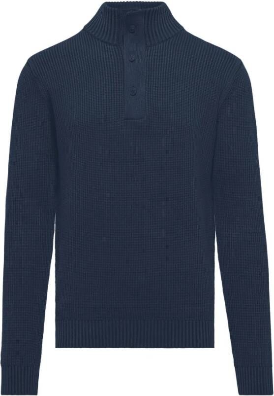 BomBoogie Warme Geribbelde Katoenen Coltrui Blue Heren