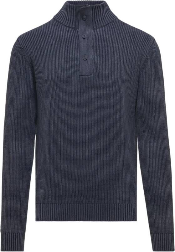 BomBoogie Warme Geribbelde Katoenen Coltrui Blue Heren