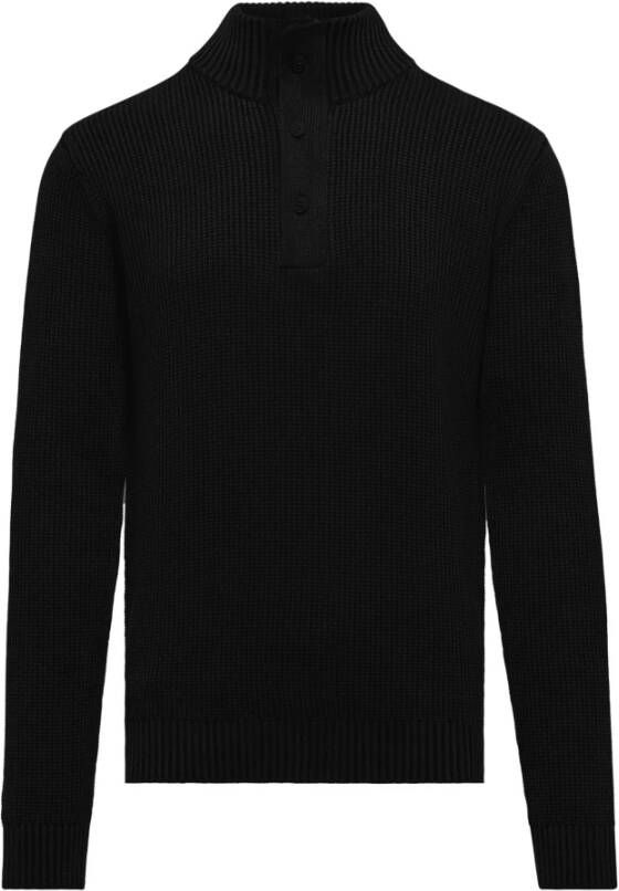 BomBoogie Warme Katoenen Mock-Neck Coltrui Black Heren