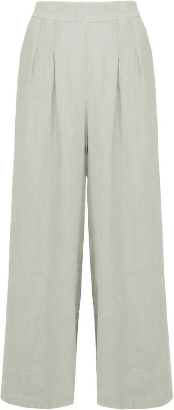 BomBoogie Wijde linnen broek met plooien Beige Dames