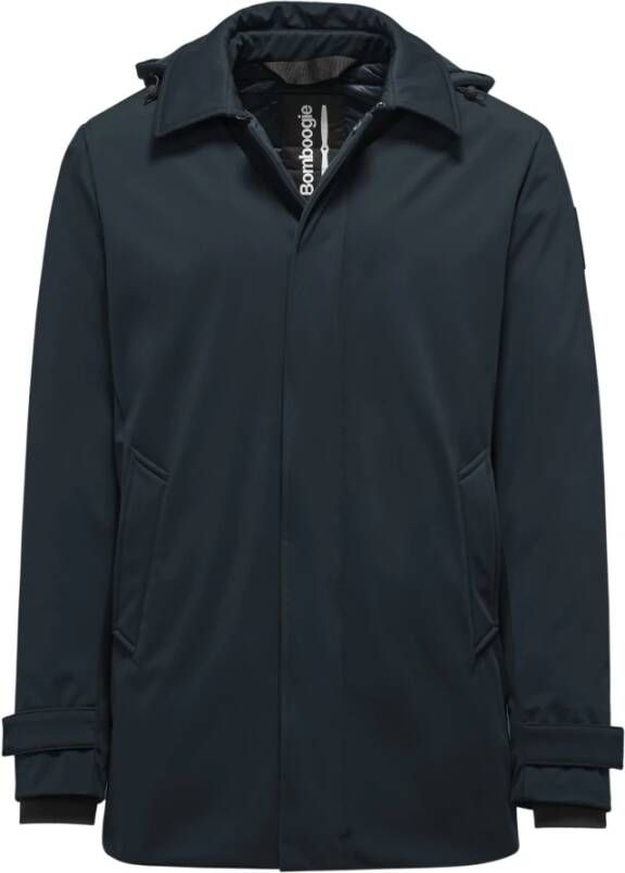 BomBoogie Blauwe Parka met Afneembare Capuchon en Voorzakken Blue Heren