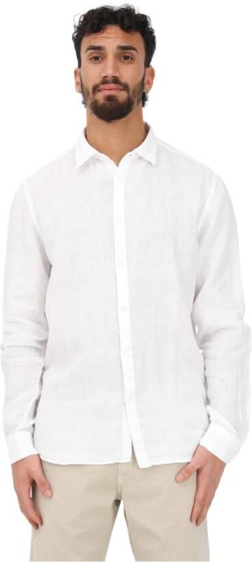 BomBoogie Witte Linnen Herenoverhemd Regular Fit Lente-Zomer Wit Heren