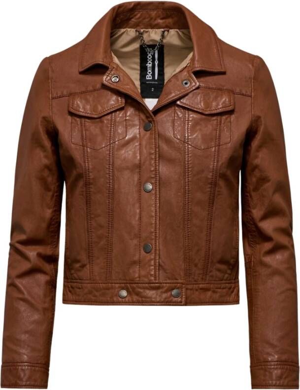 BomBoogie Zigy Leren Jas Dames Slim Fit Bruin Dames
