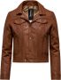 BomBoogie Zigy Leren Jas Dames Slim Fit Bruin Dames - Thumbnail 1