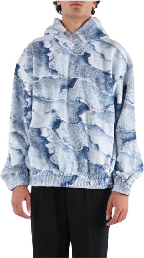 Bonsai Gebloemde Jacquard Hoodie Blauw Heren